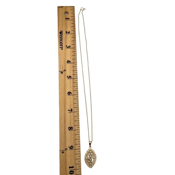 Gold Tone Raindrop Pendant Necklace With Round Cut CZ Accent 18" Chain Length - Picture 3 of 7